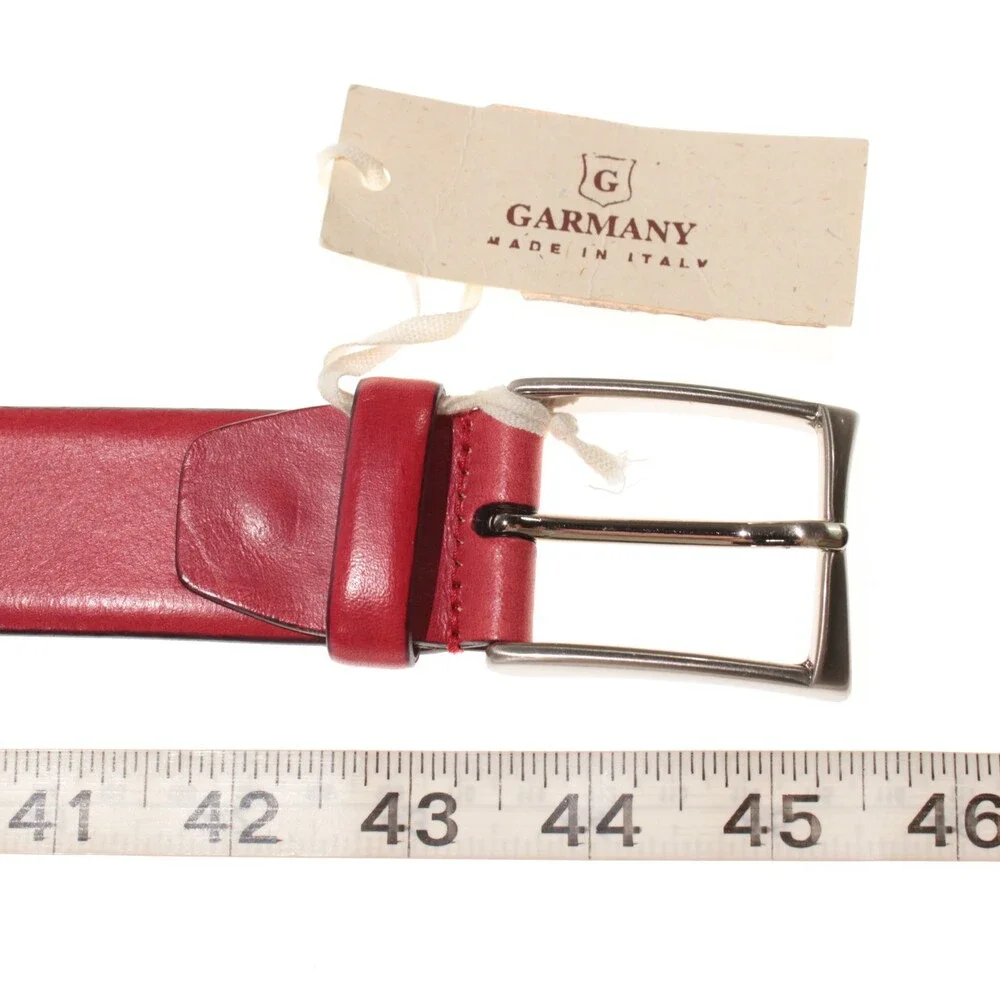 Garmany NWT Classic Belt Size 120 (US 46) in Solid Red Leather Made in Italy